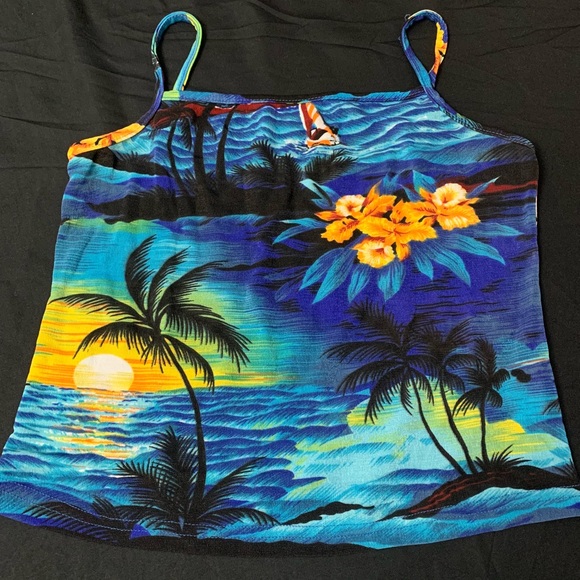 Retro 90’s Hawaiian Coverup Set Tank & Wrap Skirt - Picture 2 of 5